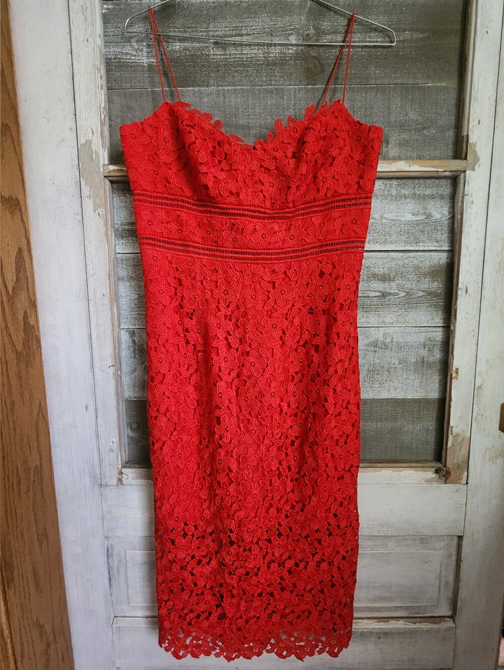 Anthropology BHLDN Aleesa Crochet Lace Strappy Midi Pencil Dress